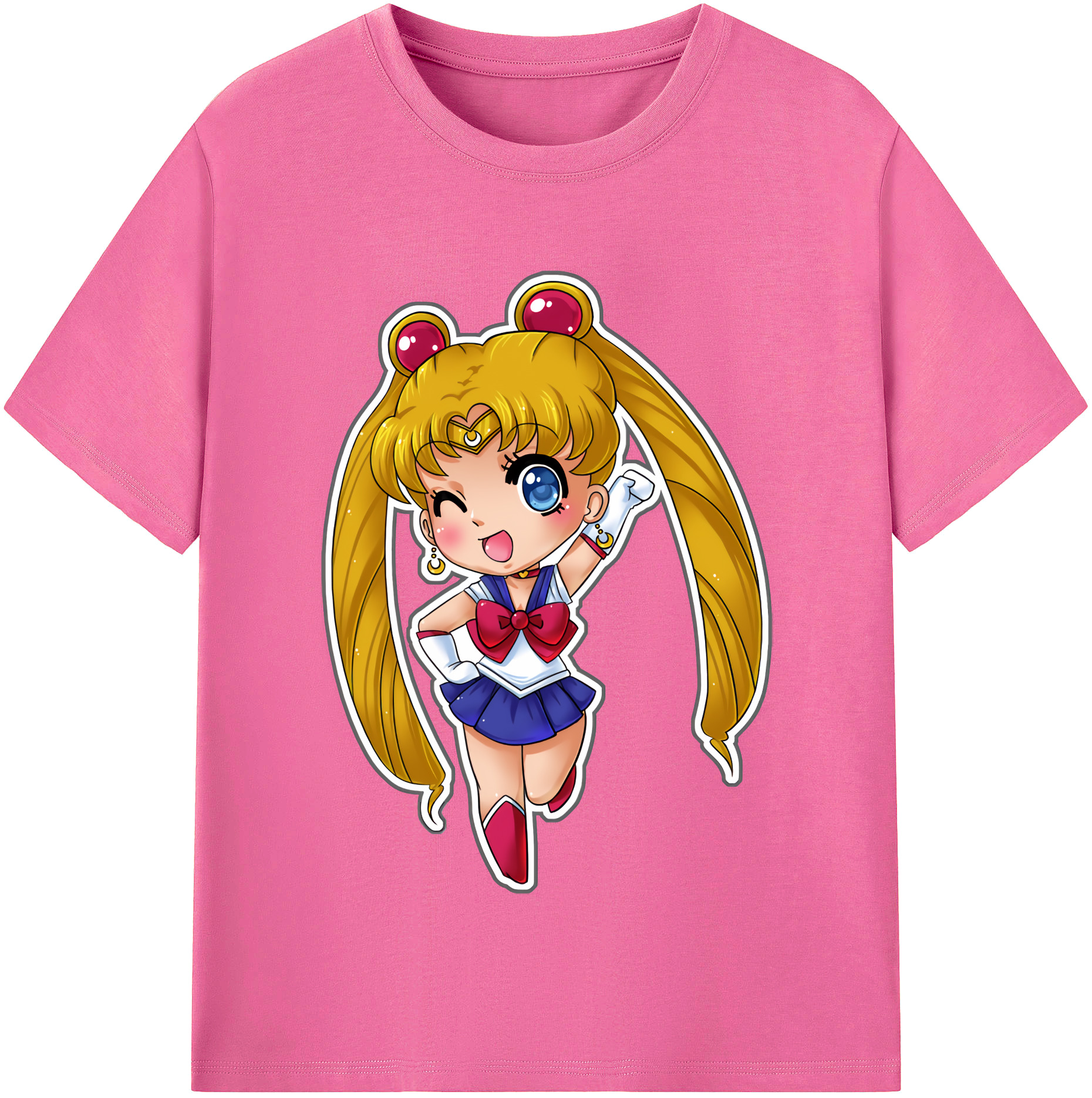 （画像用） 美少女戦士セーラームーン 月野 うさぎ つきの うさぎ Sailor Moon Tsukino Usagi レディースカジュアルプリントTシャツ（綿100％）